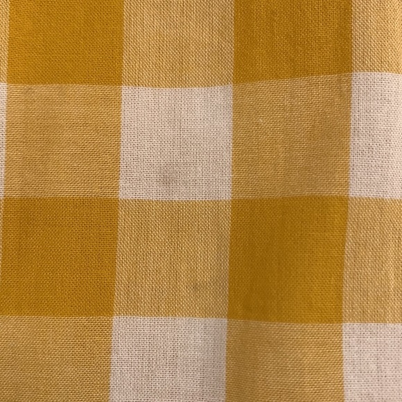 SRISHI Mustard and White Gingham Floral Short Sleeve Cottage Core Maxi Dress - Picture 11 of 16